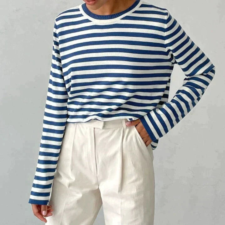 Quintina - Eleganter Langarm Pullover Mit Streifenmuster