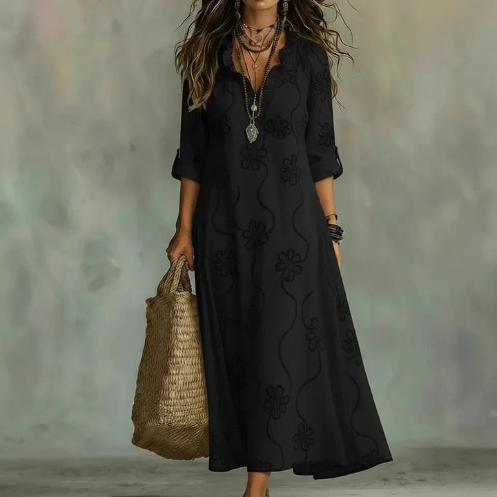 Alyxa – Langes Kleid Mit Blumenstickerei