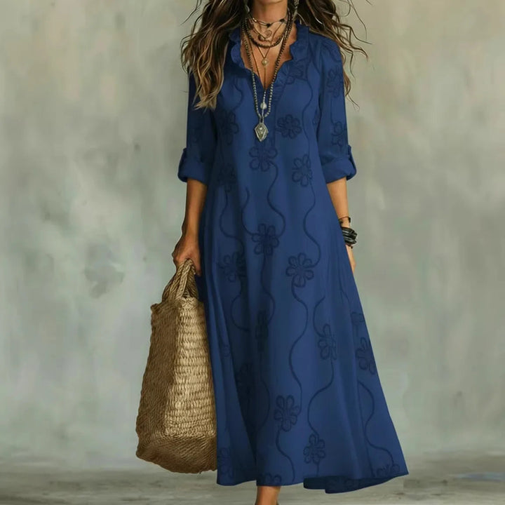 Alyxa – Langes Kleid Mit Blumenstickerei