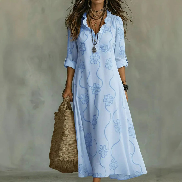Alyxa – Langes Kleid Mit Blumenstickerei
