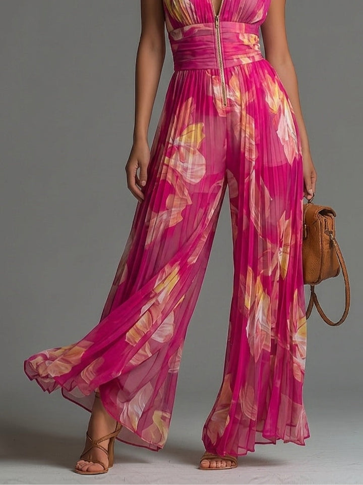 Lamai –  Eleganter, plissierter Jumpsuit mit Neckholder und weitem Bein