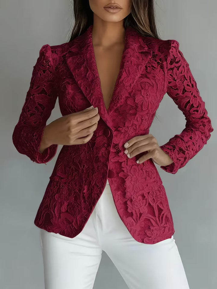 Kyliza – Gefütterter Blazer Mit Blumen Muster Für Frühling Und Sommer