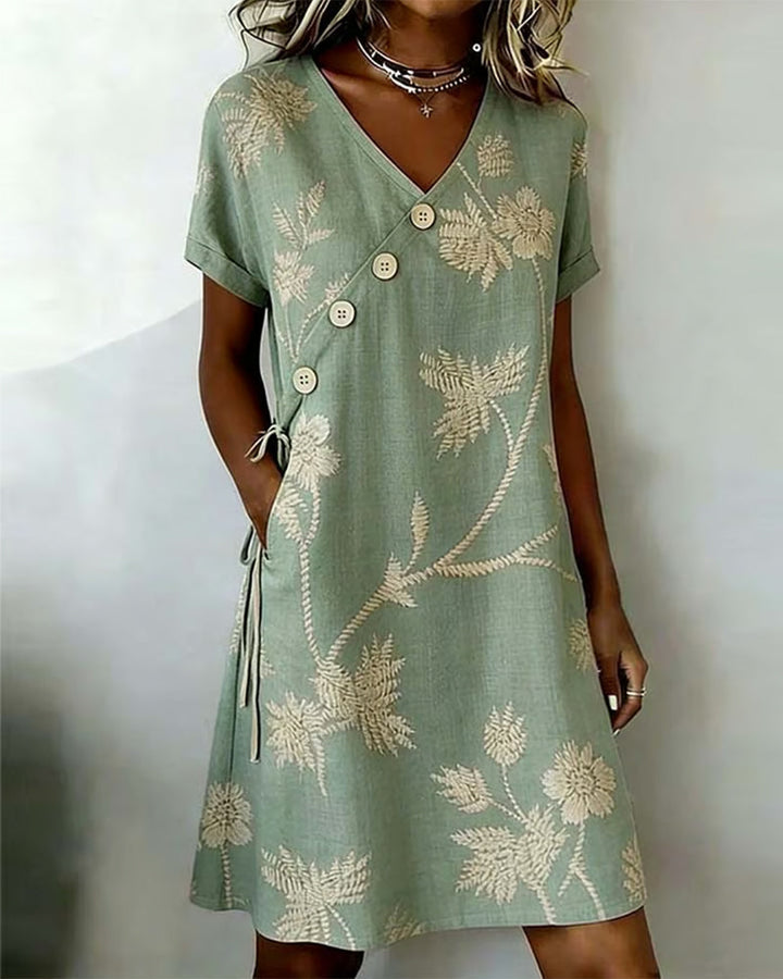 Celmira - Mini Kleid MIT Diagonalem Knopfmuster