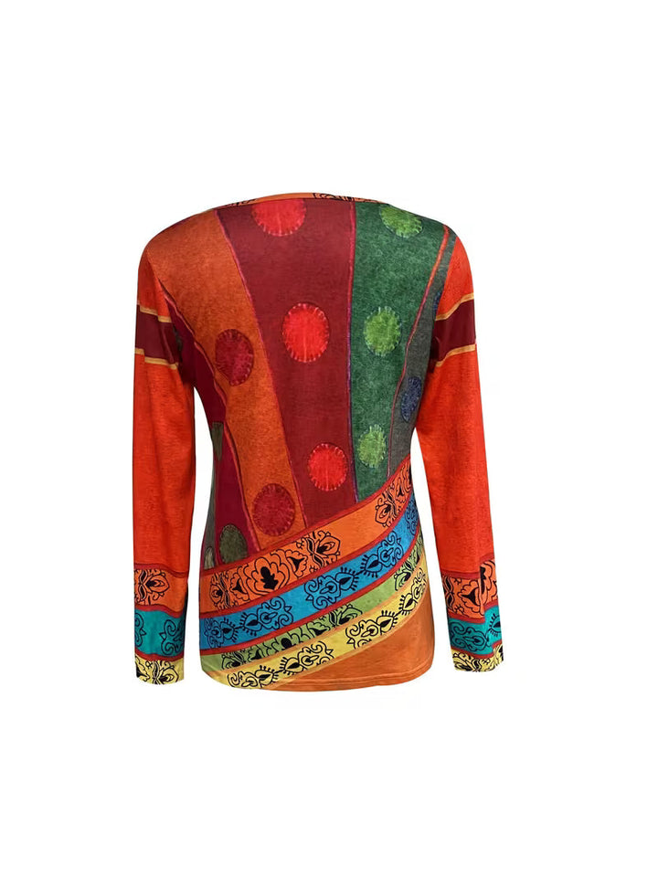 Kajia – Langarm Bluse Mit Ethno Drucken