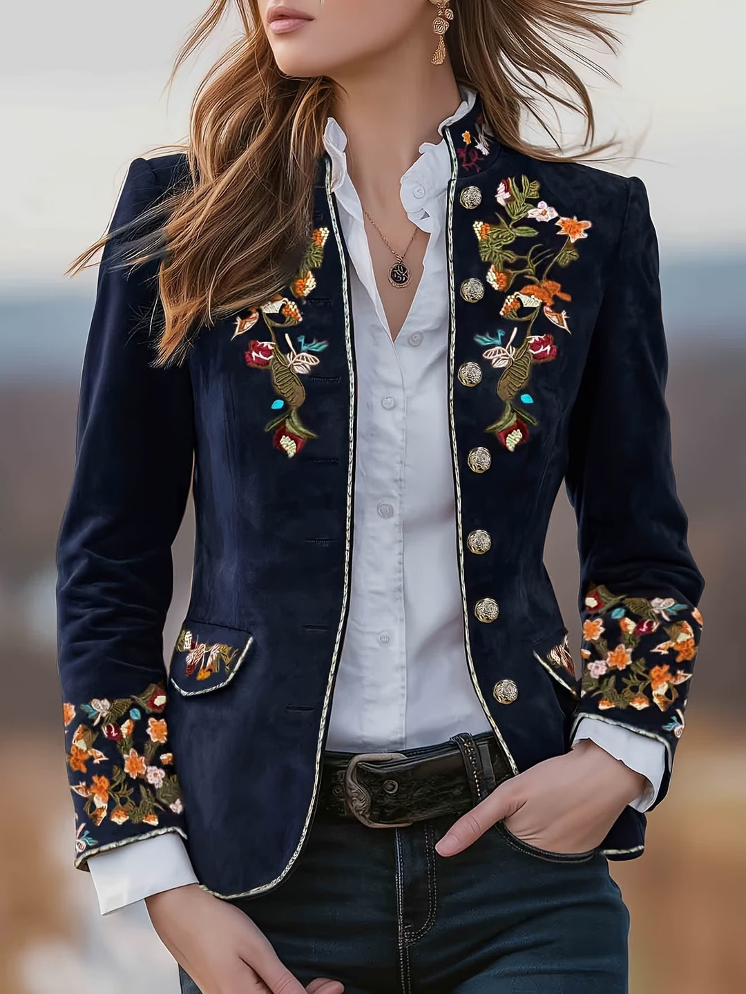 Anisaa – Elegante Jacke Mit Stehkragen