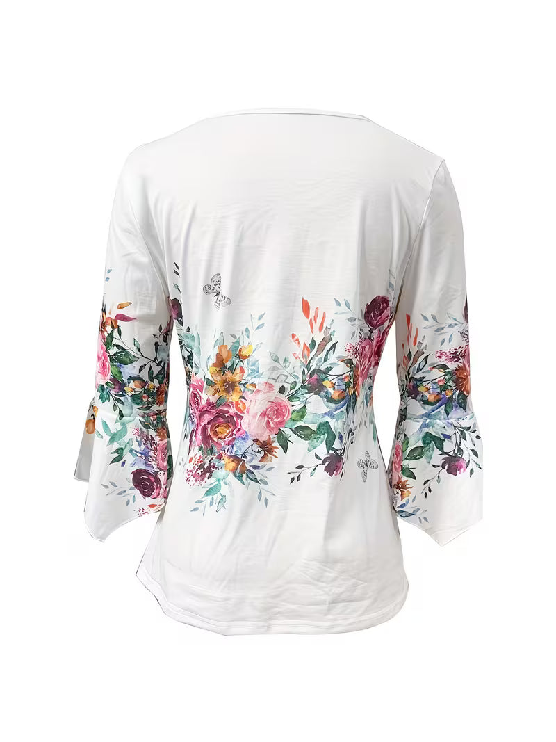 Judita – Bluse Mit Blumen Muster Und V-Ausschnitt