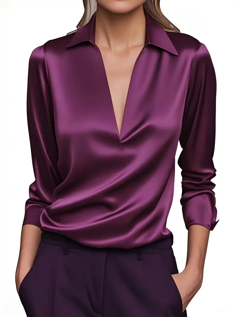 Nadene - Prämie Bluse Mit V-Ausschnitt