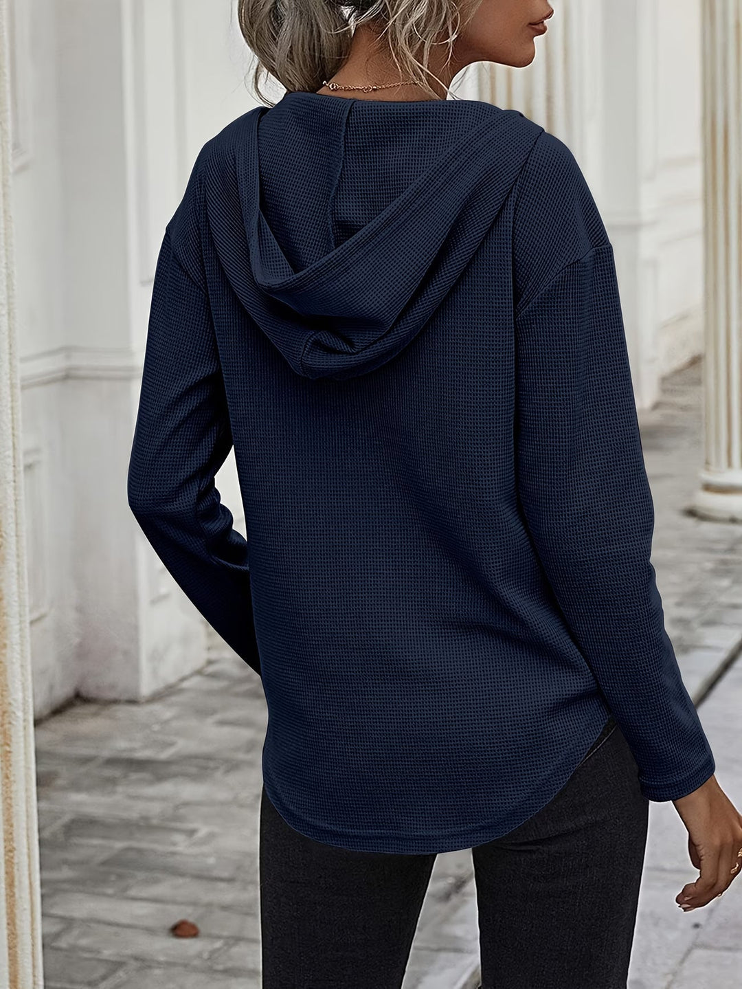 Seonie – Langarm Kapuzenpulli Mit V-ausschnitt