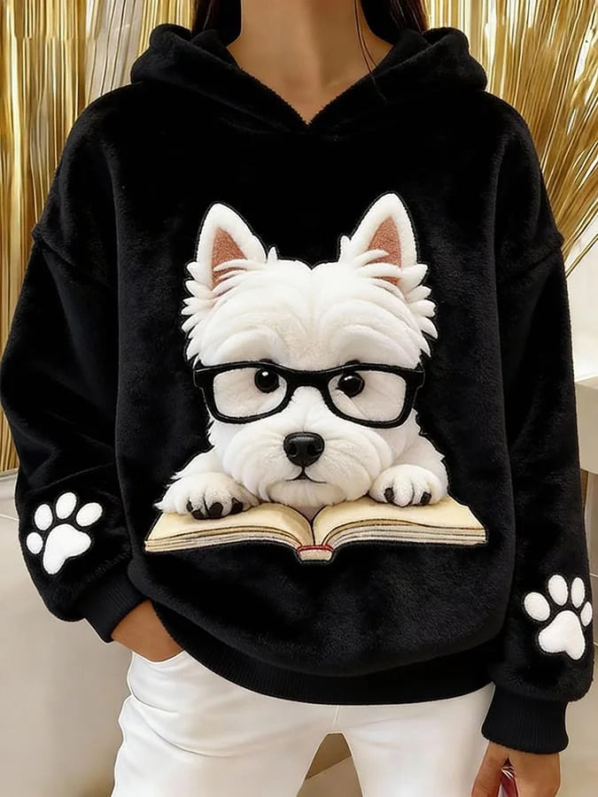Eglantine – Kapuzen Sweatshirt Aus Flanell Mit Terrier Drucken