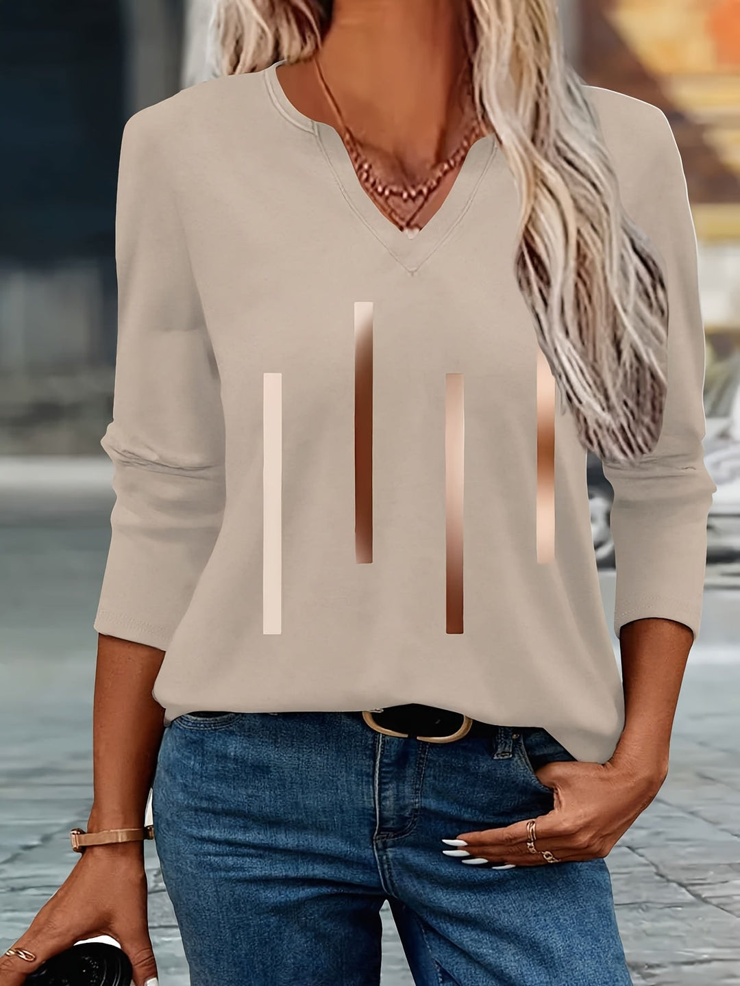 Ziqian - Elegantes Bedrucktes Langarm Hemd