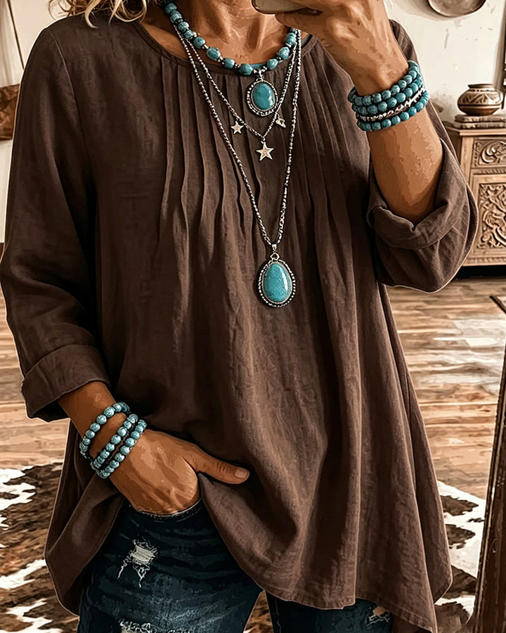 Taireen – Tunika Bluse im Boho Stil Mit Falten