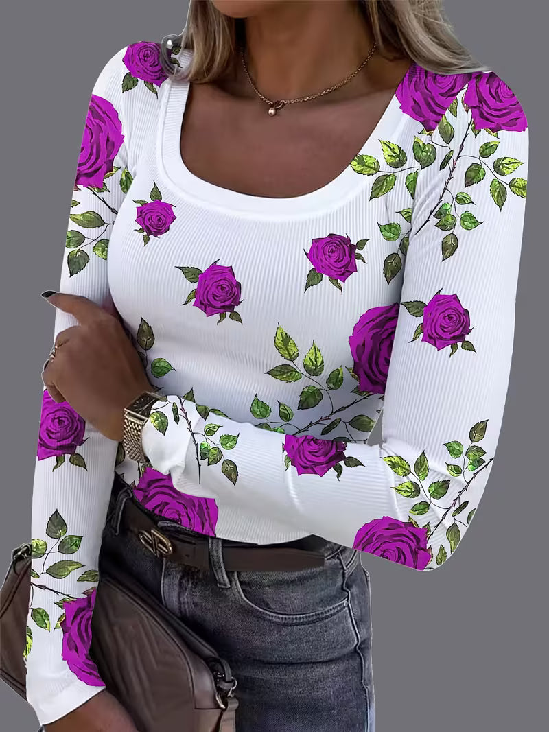 Rabiye – Oberteil mit Blumenmuster und quadratischem Ausschnitt
