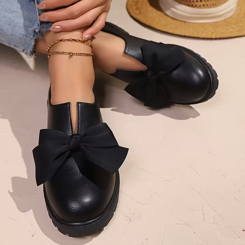 Nargiza - Elegante Loafer Mit Schleife Runder Zehenpartie Und Klobiger Sohle
