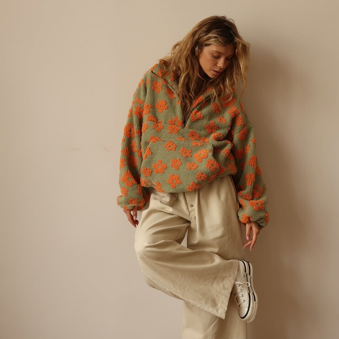 Yzella – Fleecepullover mit Blumenmuster