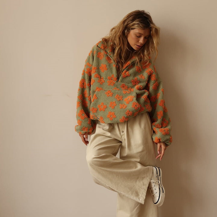 Yzella – Fleecepullover mit Blumenmuster