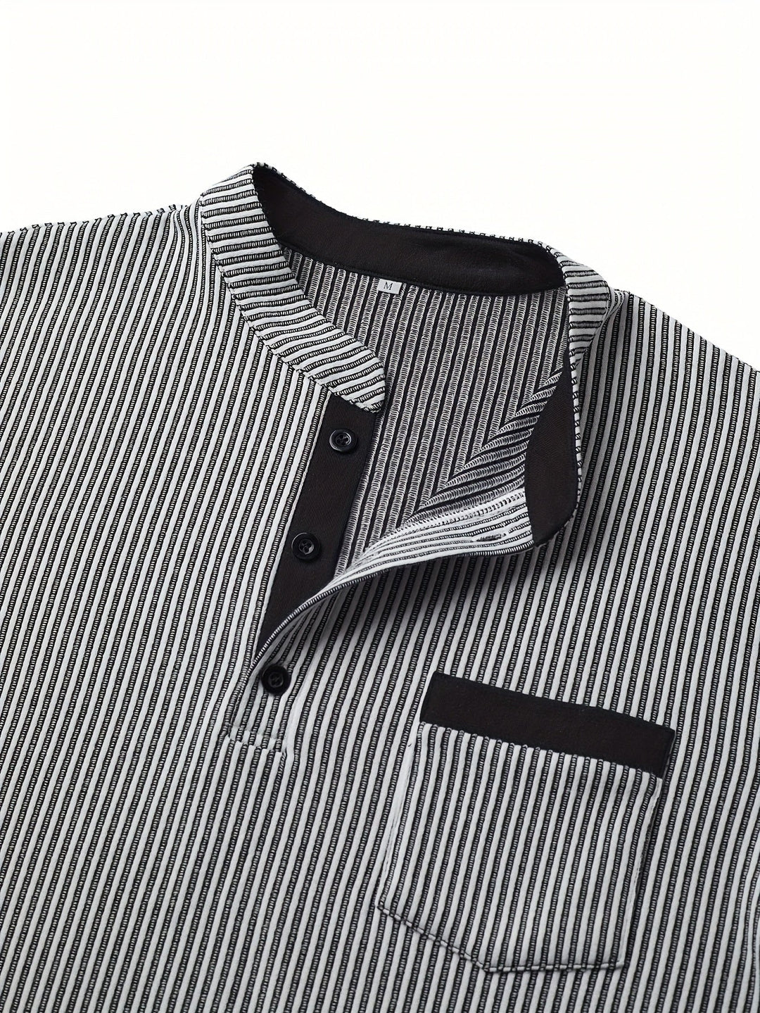 Deegan - Langärmliges Henley Hemd Mit Strukturiertem Gestreiftem Kragen