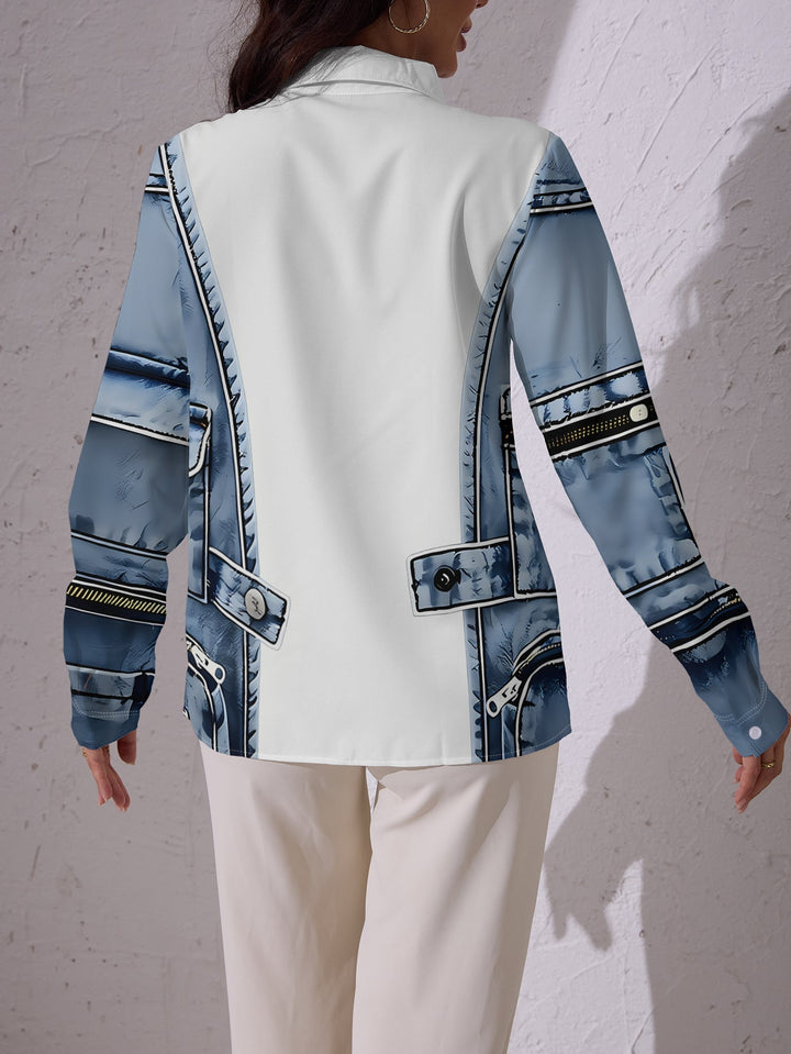 Alfiya - Langarm Hemd Mit Jeans Weste Tasche