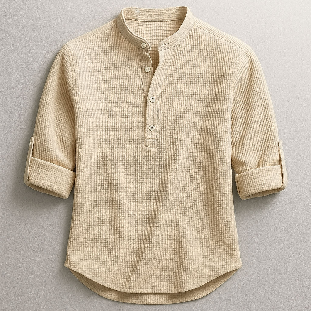 Antero – Langarm Hemd Mit Henley-Kragen