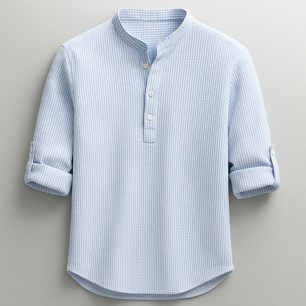 Antero – Langarm Hemd Mit Henley-Kragen