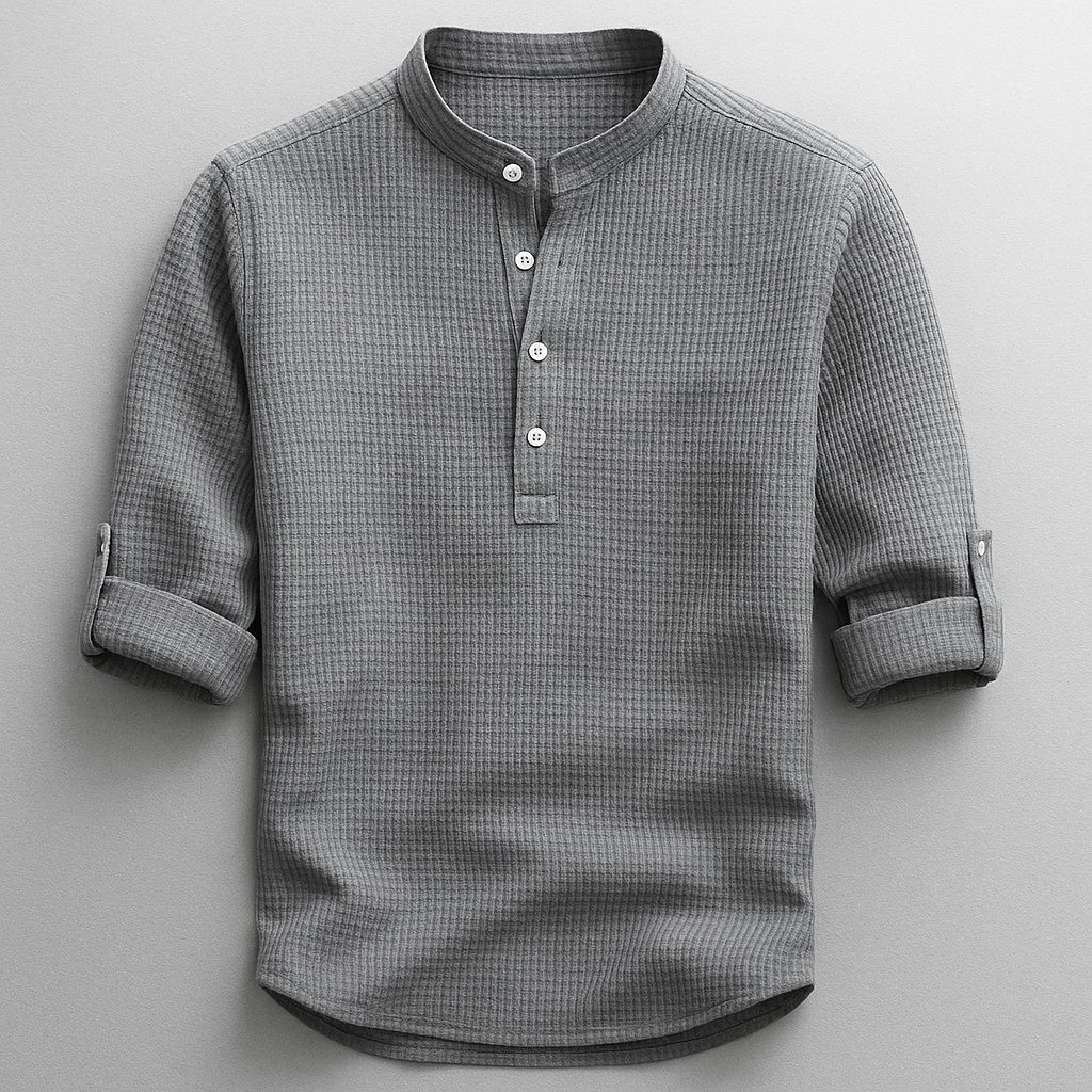 Antero – Langarm Hemd Mit Henley-Kragen