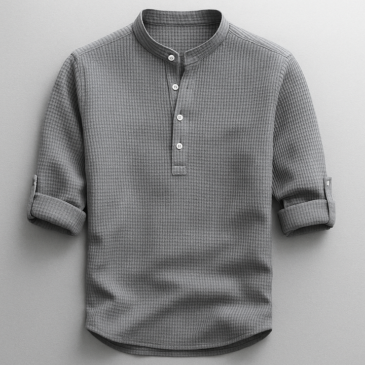Antero – Langarm Hemd Mit Henley-Kragen
