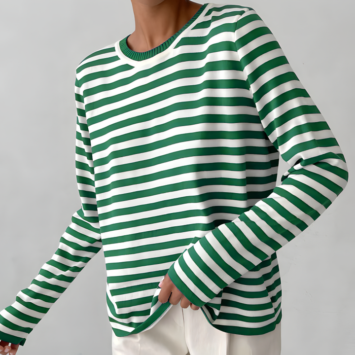 Quintina - Eleganter Langarm Pullover Mit Streifenmuster