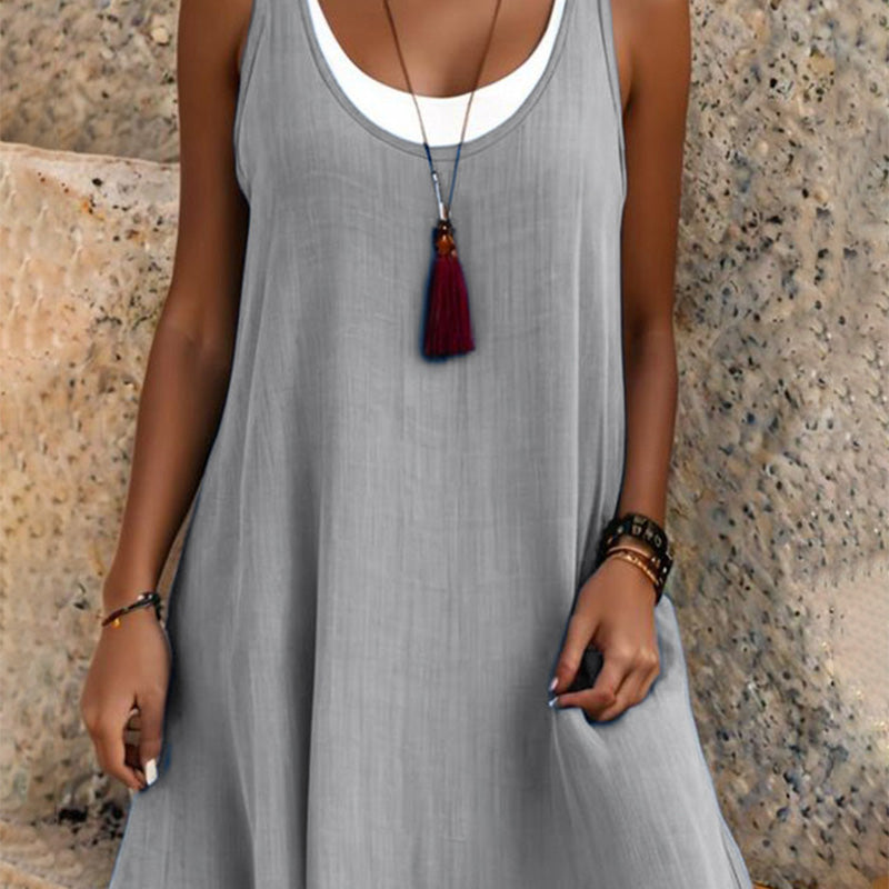 Billina – Sommer Kleid in Lagenoptik Ohne Träger