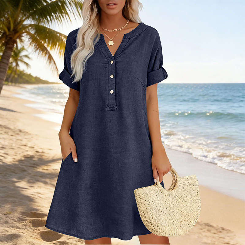Jolande – Tunika Kleid Mit V-Ausschnitt Und Taschen