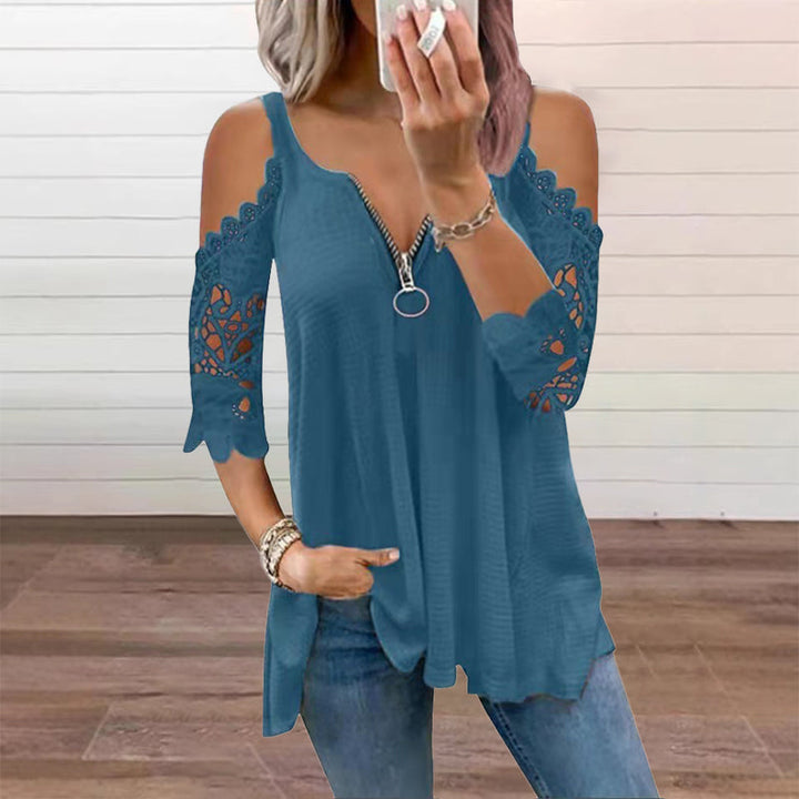 Palchuk - Elegante Spitzenbluse Mit Freien Schultern