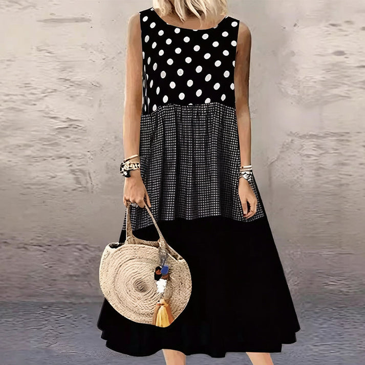 Shezina – Ärmelloses Patchwork-Kleid