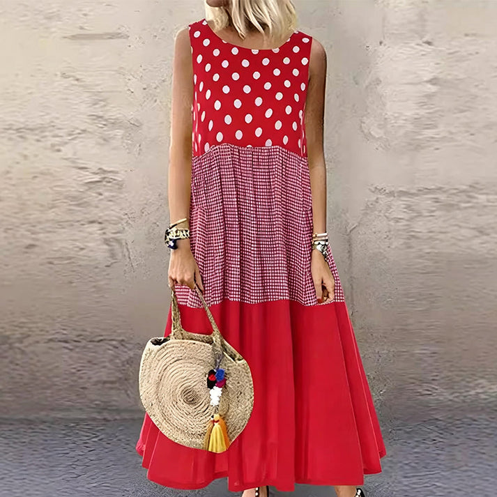 Shezina – Ärmelloses Patchwork-Kleid