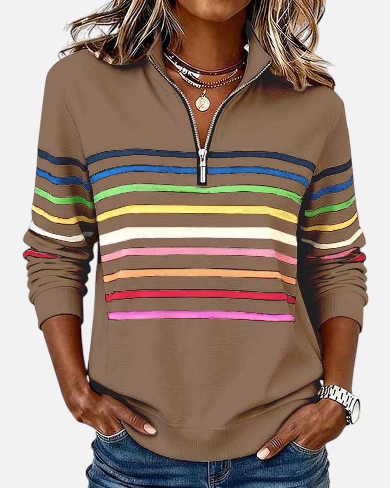 Mourinda - Gestreiftes Sweatshirt in Viertellänge
