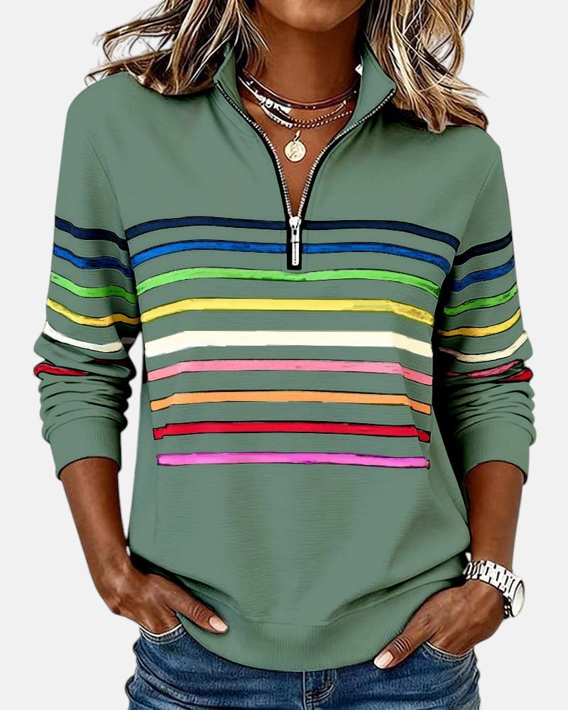 Mourinda - Gestreiftes Sweatshirt in Viertellänge
